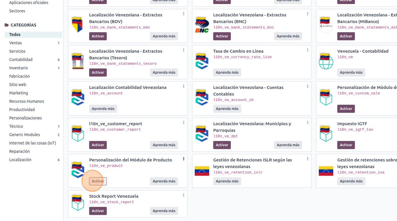 Modulod e contabilidad